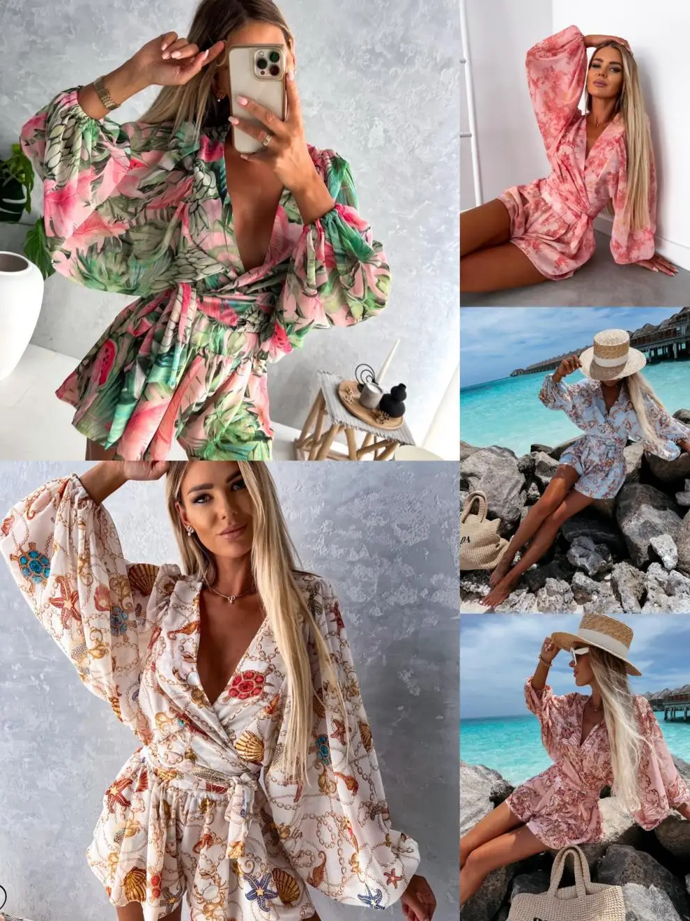 2023 New Rainforest Bell Sleeve Shorts Jumpsuit — feature 2