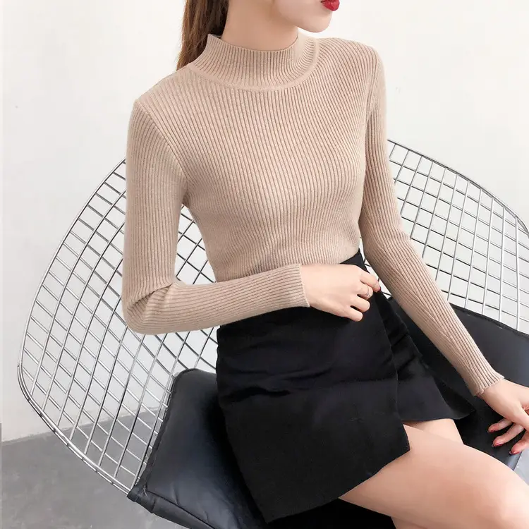 Women's Slim Fit Warm Knitted Sweater Blue - Image 2