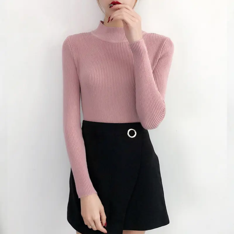 Women's Slim Fit Warm Knitted Sweater Blue - Image 3