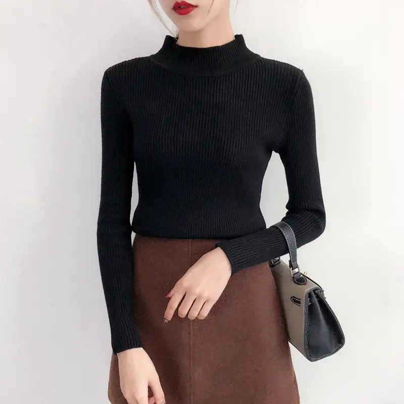 Women's Slim Fit Warm Knitted Sweater Blue - Image 6