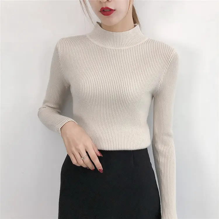 Women's Slim Fit Warm Knitted Sweater Blue - Image 9