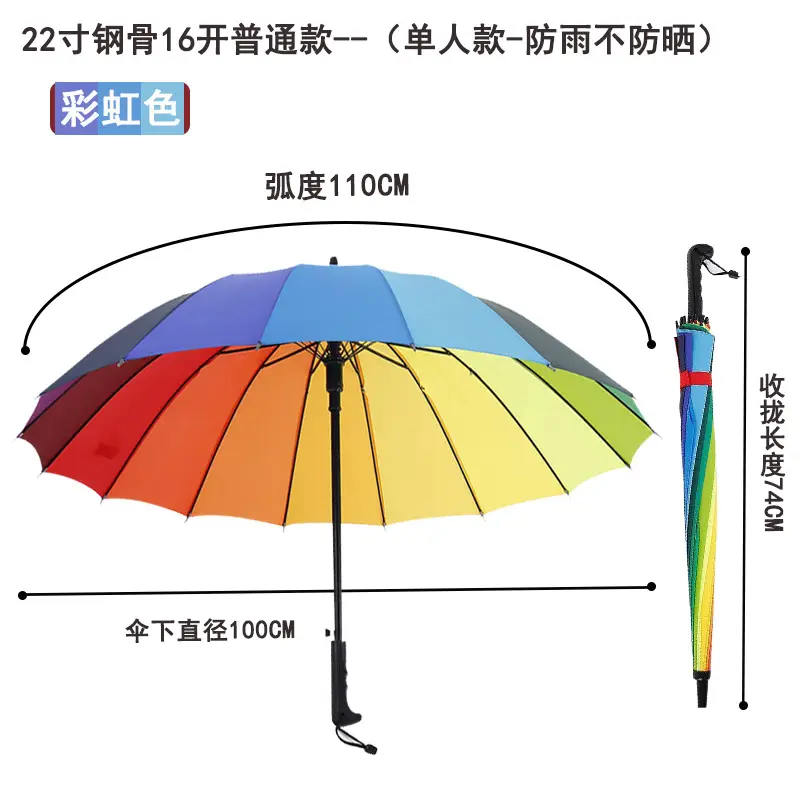 16-strand Rainproof Umbrella Blue 110cm Large