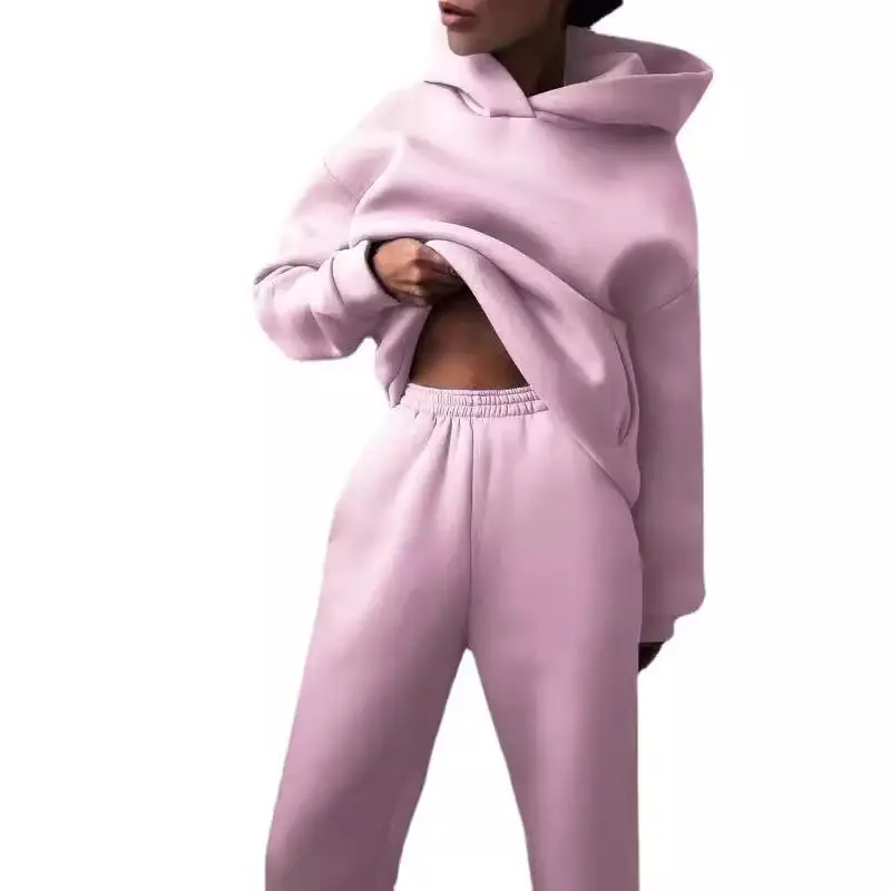 Women's Blue Hoodie & Pants Sweatshirt Set Winter Casual