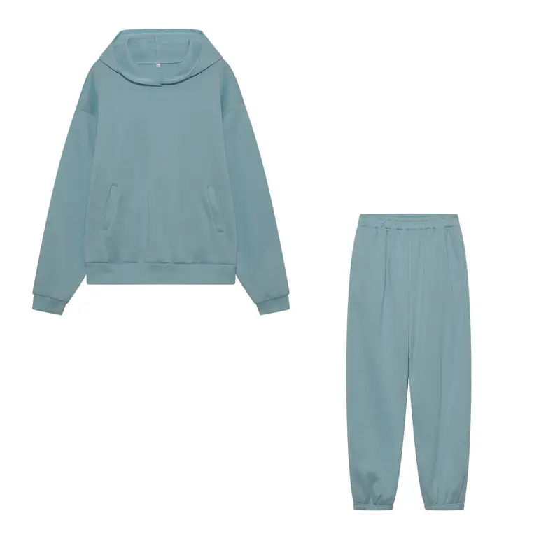 Women's Blue Hoodie & Pants Sweatshirt Set Winter Casual — feature 28