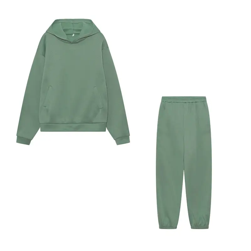 Women's Blue Hoodie & Pants Sweatshirt Set Winter Casual