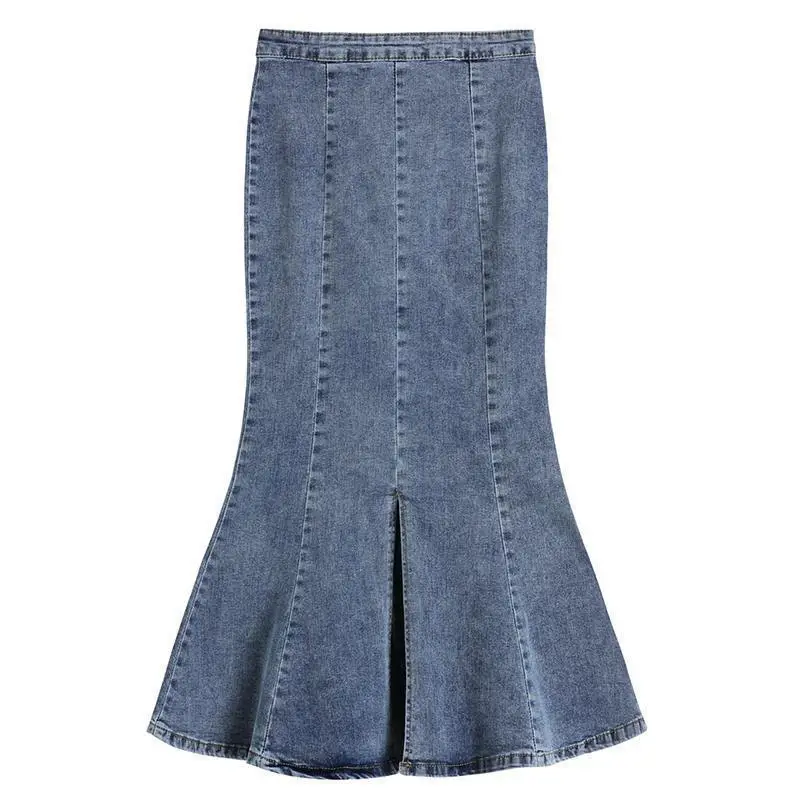 Women Denim Split Waist Skirt 2022 Summer - Image 5