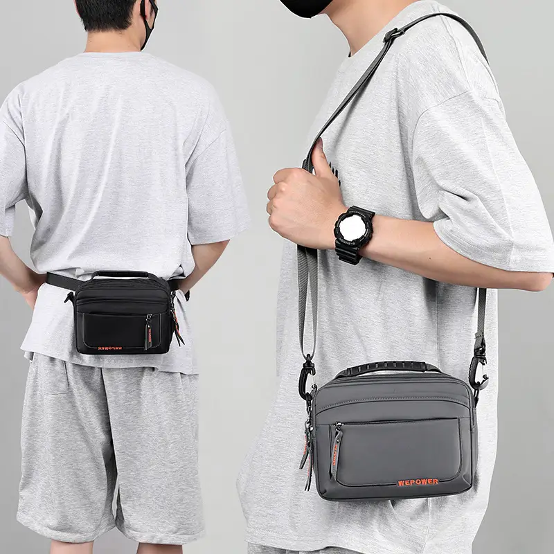 Waterproof Men's Crossbody Bag Grey - Image 6