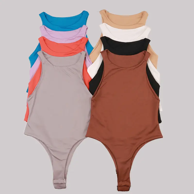 Women's Tight Fitting Sleeveless Jumpsuit Solid Color — feature 31