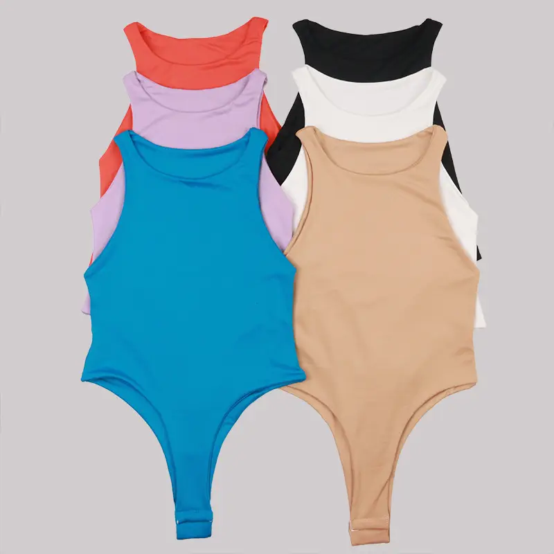 Women's Tight Fitting Sleeveless Jumpsuit Solid Color — feature 32