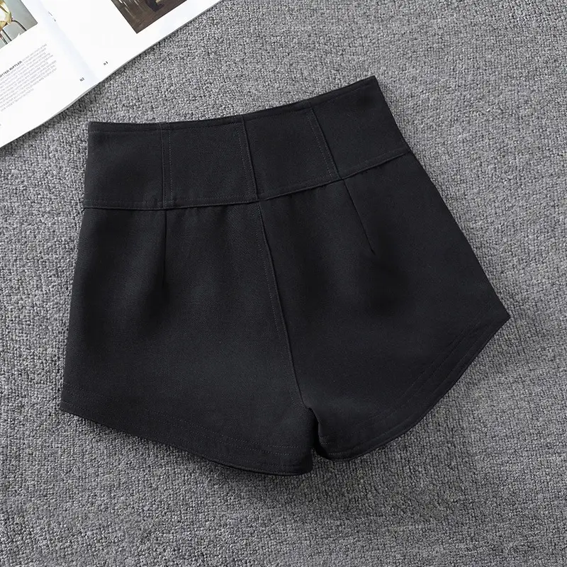 Women Slim Fit Zip Front Shorts Plus Size Black - Image 4