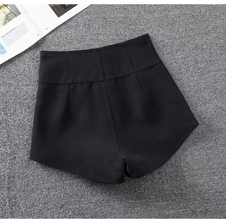 Women Slim Fit Zip Front Shorts Plus Size Black — feature 5