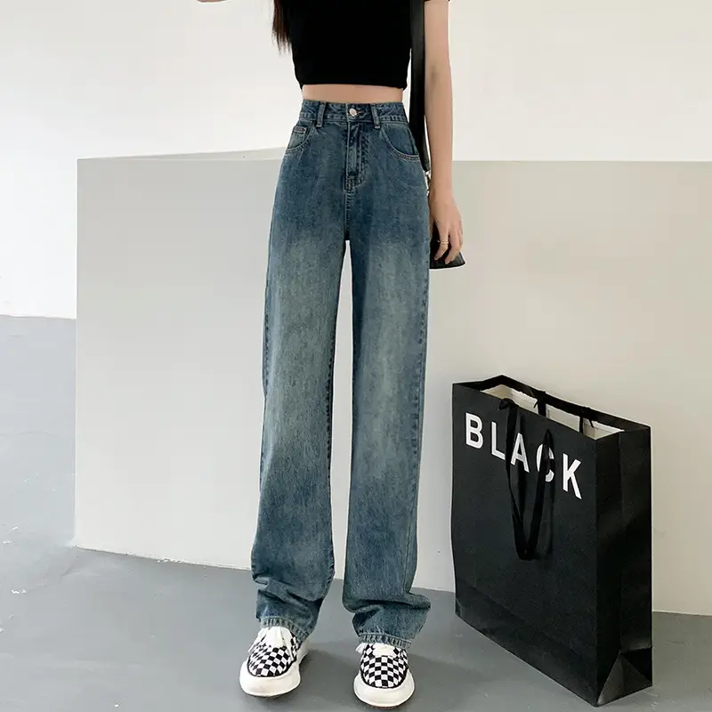 Women High Waist Straight Jeans Summer 2024 Loose Wide Leg - Image 2