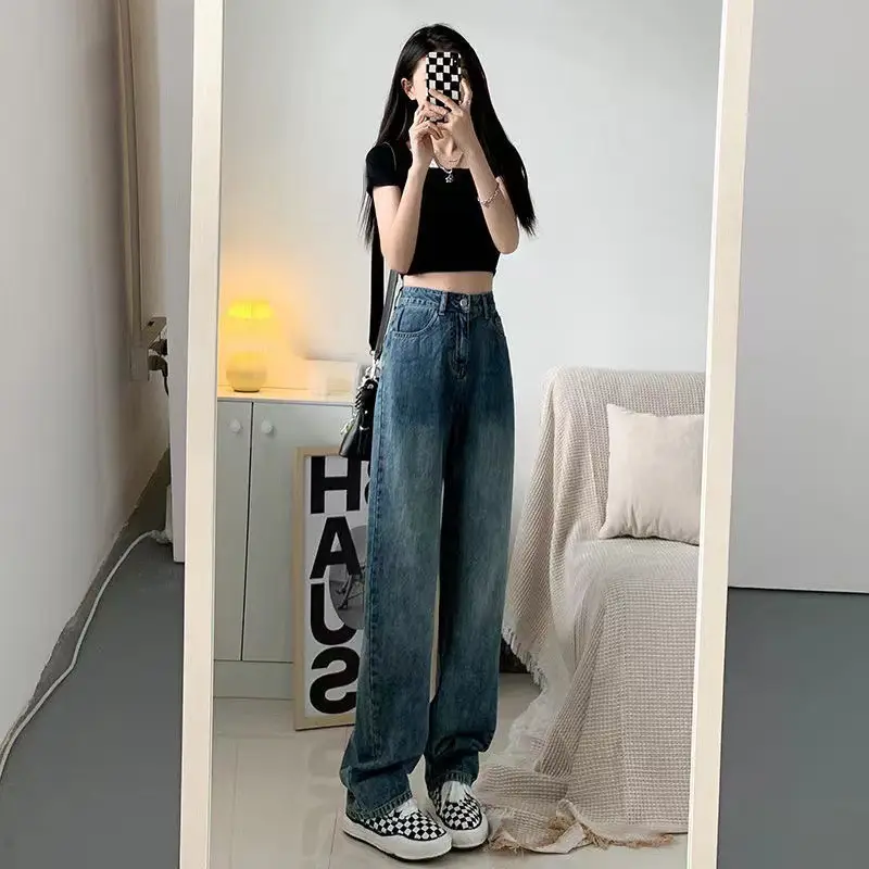 Women High Waist Straight Jeans Summer 2024 Loose Wide Leg - Image 3