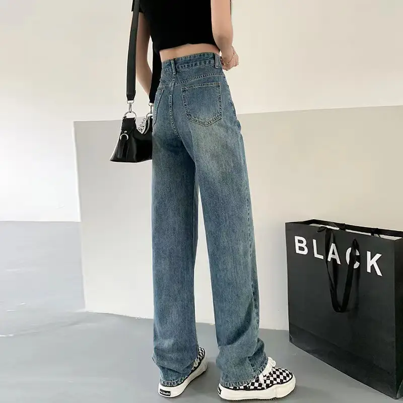 Women High Waist Straight Jeans Summer 2024 Loose Wide Leg - Image 4