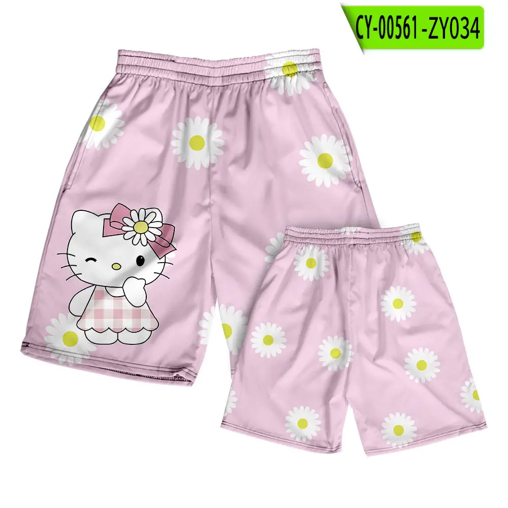Hello Kitty Cartoon Shorts Men Women Casual Summer Beach Pants - Image 4