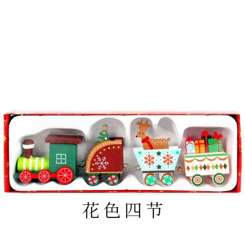 Red Wooden Christmas Train Decor Set for Kids - Image 11