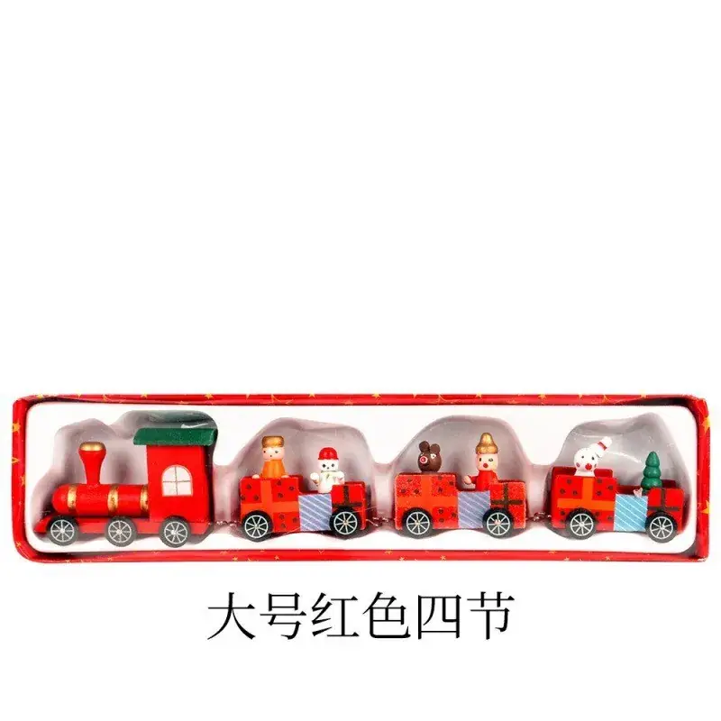 Red Wooden Christmas Train Decor Set for Kids - Image 12