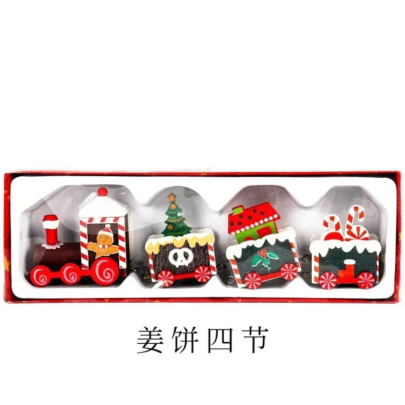 Red Wooden Christmas Train Decor Set for Kids - Image 13