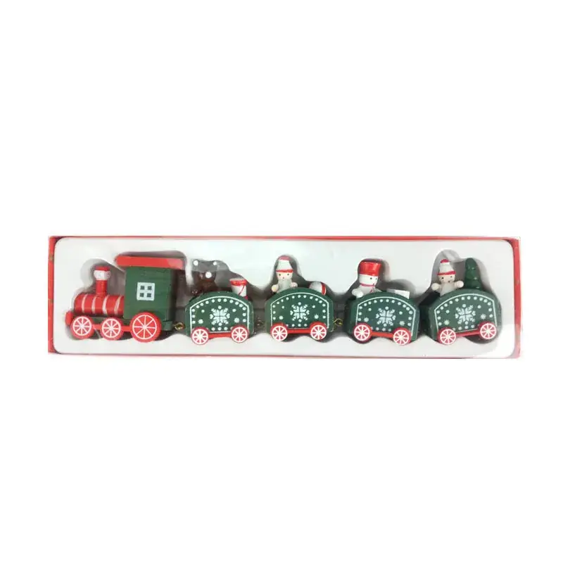 Red Wooden Christmas Train Decor Set for Kids - Image 5