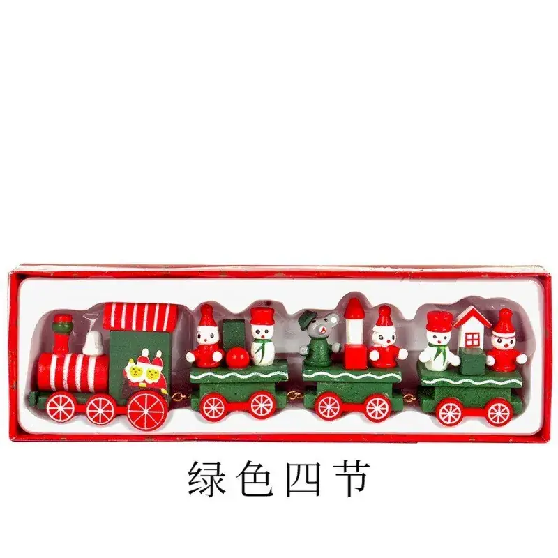 Red Wooden Christmas Train Decor Set for Kids - Image 7