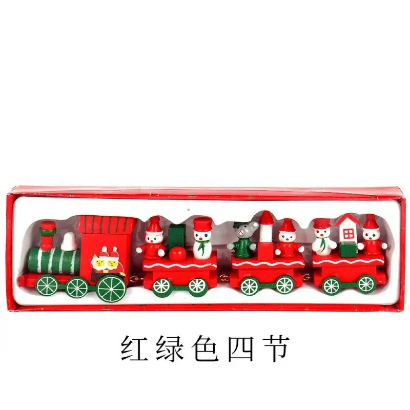 Red Wooden Christmas Train Decor Set for Kids - Image 8