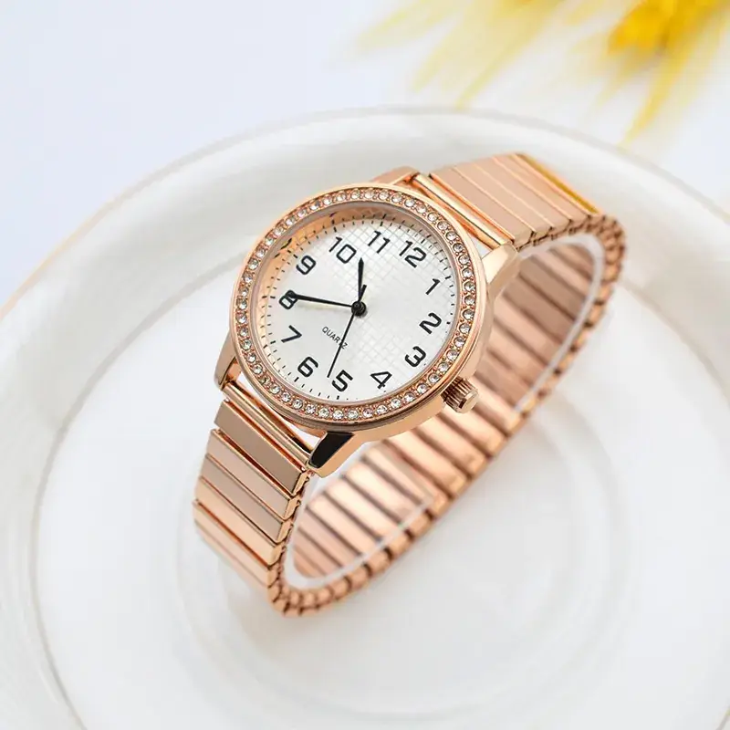 Rose Gold Women's Quartz Watch with Elastic Band