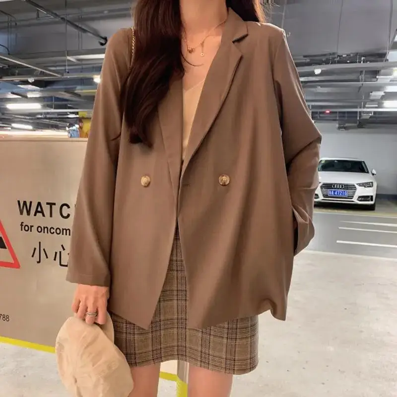 2024 Autumn Blazer Women Short Black Plaid Skirt Set — feature 10