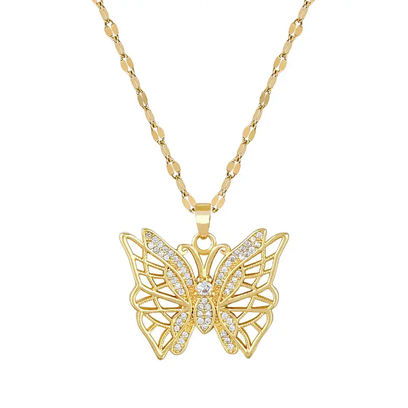 Heavy Industry Butterfly Necklace for Women with Real Gold Micro-Ins