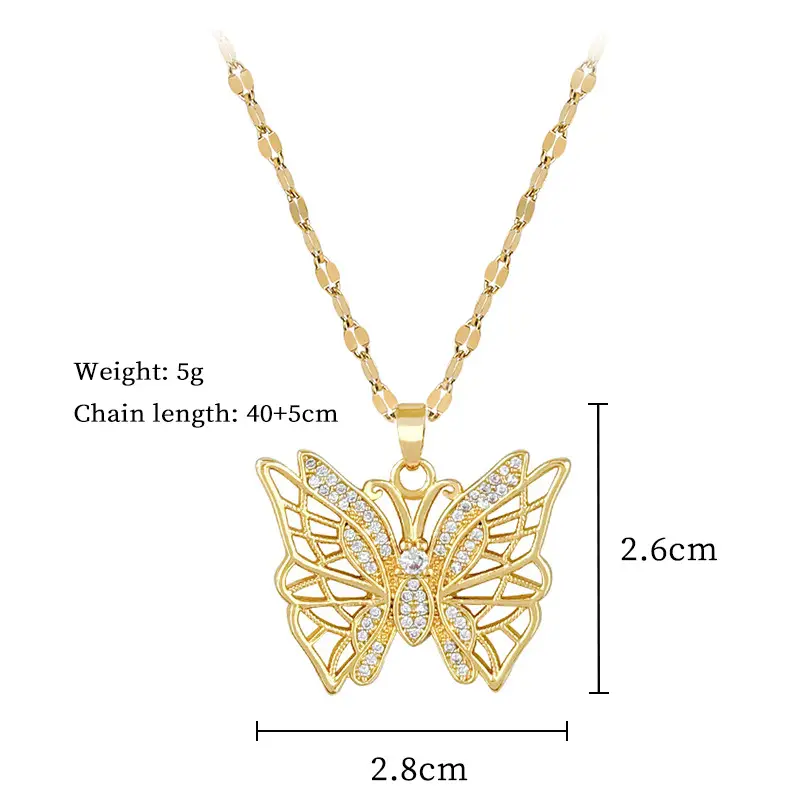 Heavy Industry Butterfly Necklace for Women with Real Gold Micro-Ins — feature 5