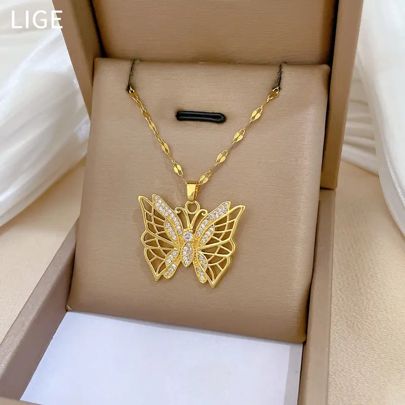 Heavy Industry Butterfly Necklace for Women with Real Gold Micro-Ins — feature 8