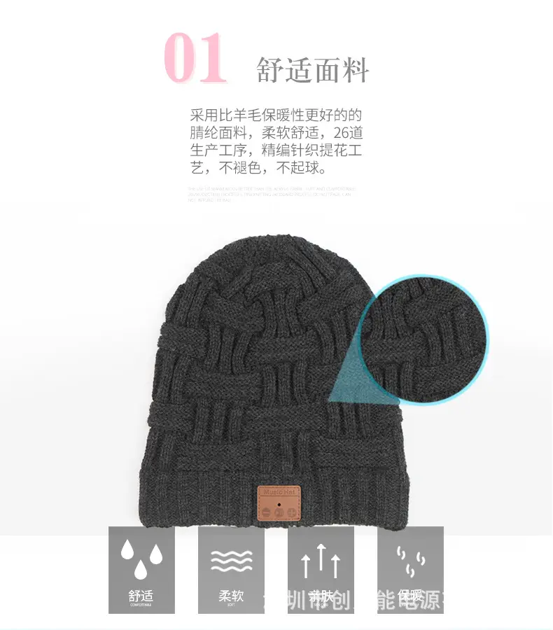 Men Wireless Bluetooth Headset Knitted Hat Snow Warm β feature 4
