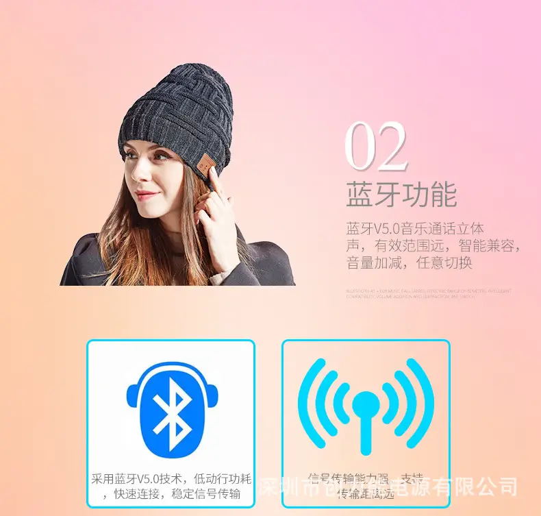 Men Wireless Bluetooth Headset Knitted Hat Snow Warm β feature 5