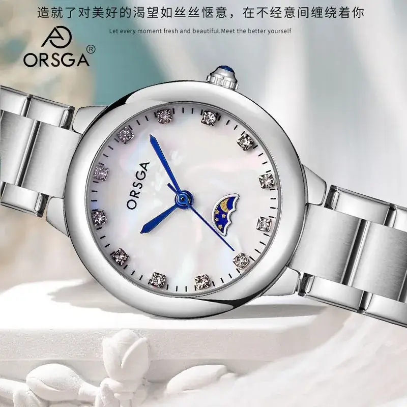 Women's Korean Diamond Watch Blue Dial Quartz Bracelet - Image 4