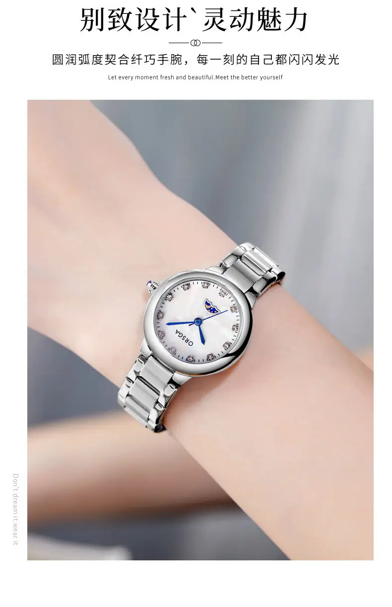Women's Korean Diamond Watch Blue Dial Quartz Bracelet — feature 13