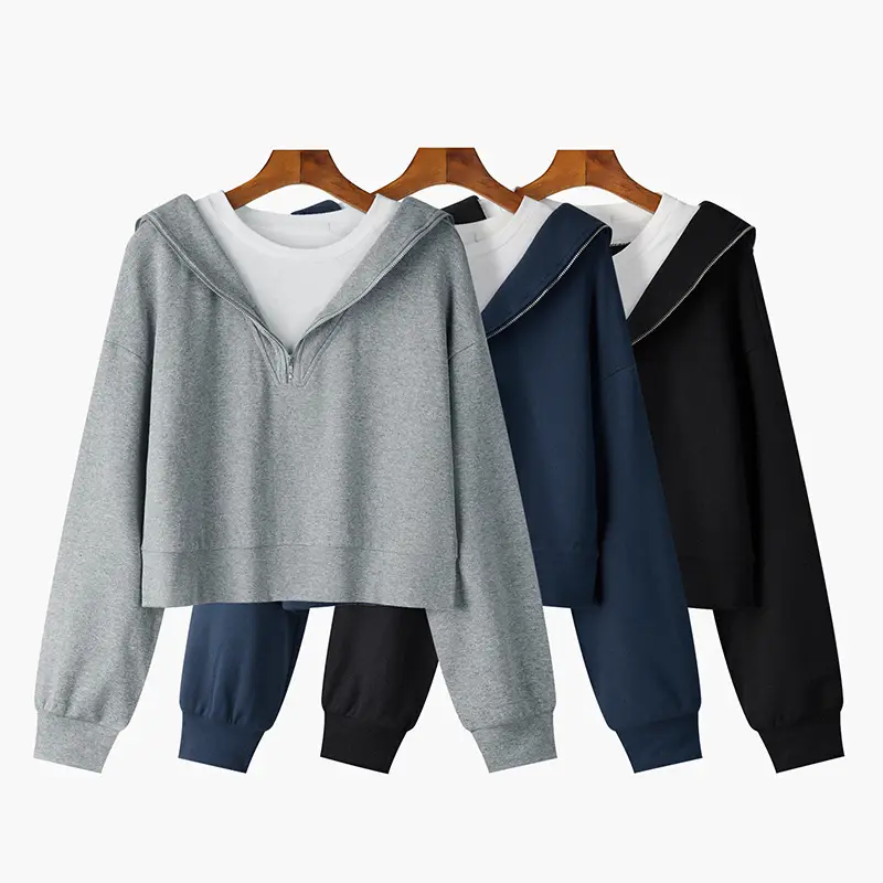 Navy Long Sleeve Women's Sweatshirt Spring Autumn — feature 2