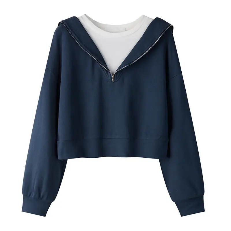 Navy Long Sleeve Women's Sweatshirt Spring Autumn — feature 5