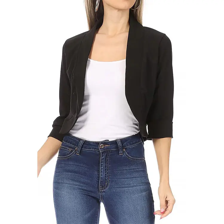 Women's White Bomber Jacket Solid Color Small Suit - Image 11