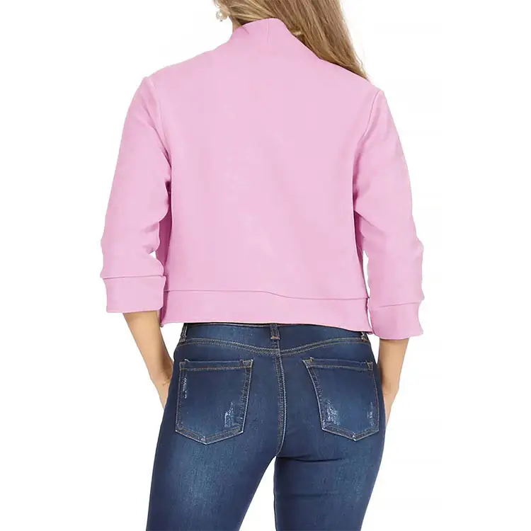Women's White Bomber Jacket Solid Color Small Suit — feature 13