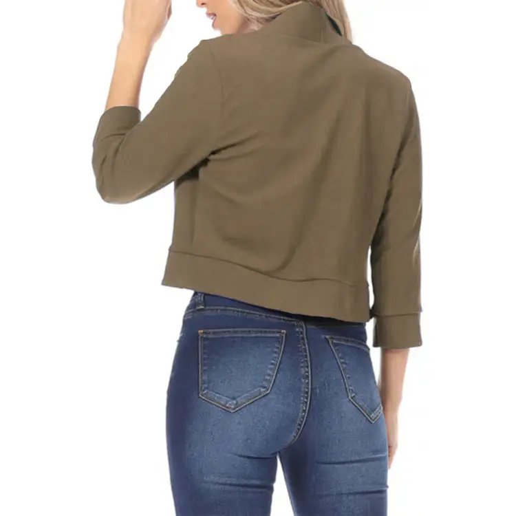 Women's White Bomber Jacket Solid Color Small Suit — feature 16