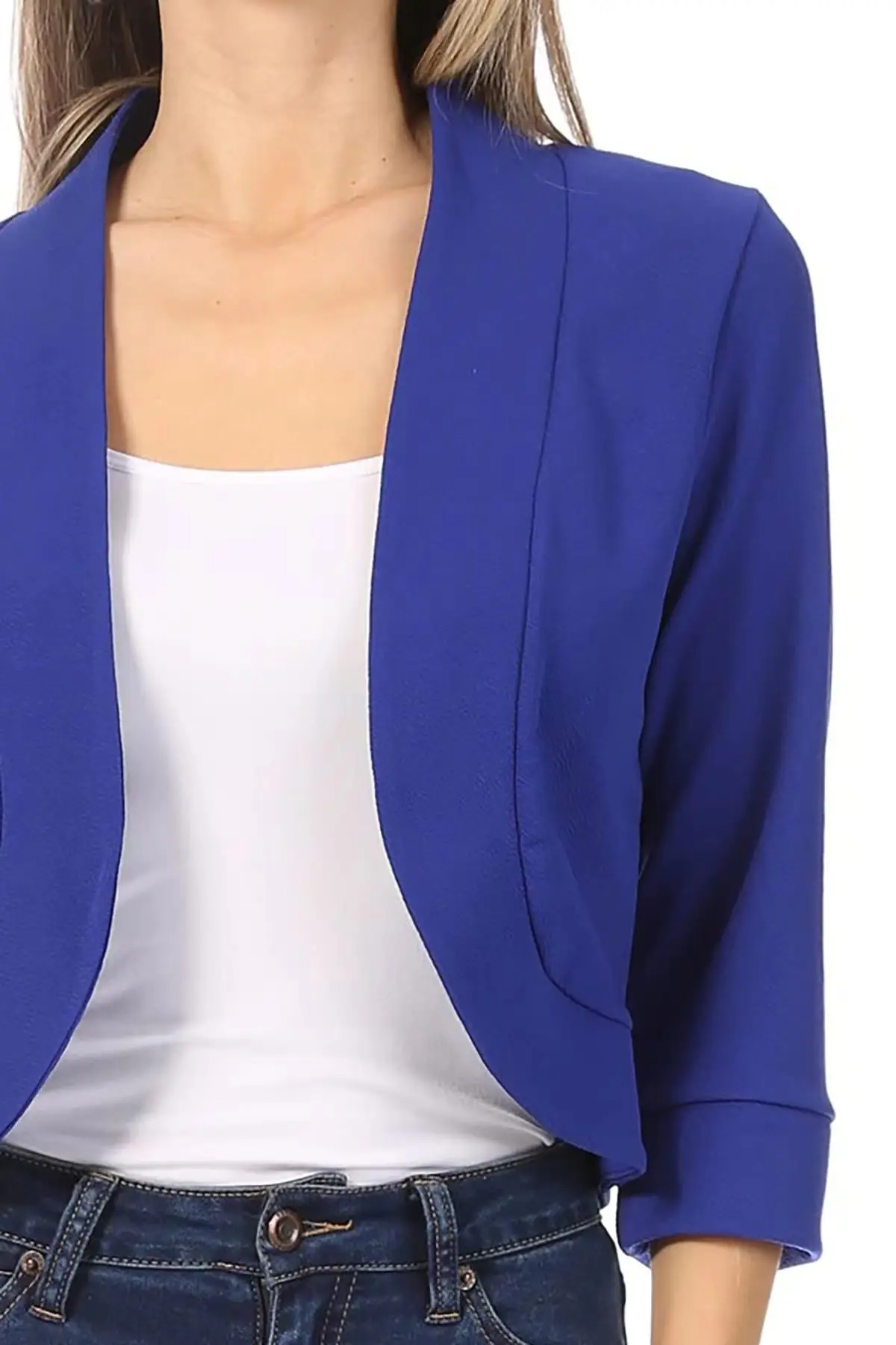 Women's White Bomber Jacket Solid Color Small Suit — feature 24