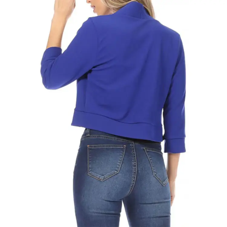 Women's White Bomber Jacket Solid Color Small Suit — feature 25