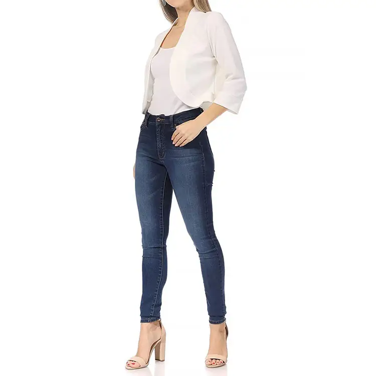 Women's White Bomber Jacket Solid Color Small Suit — feature 28