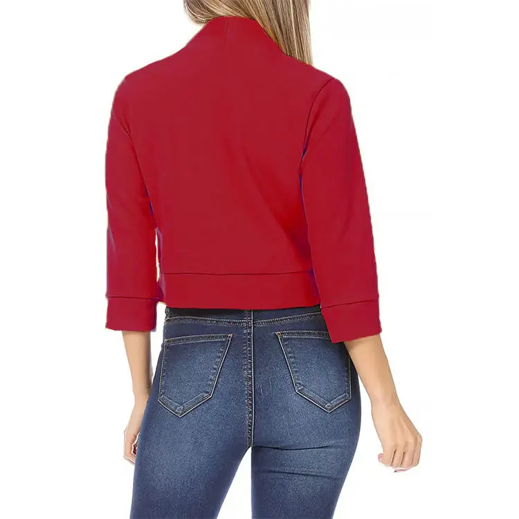 Women's White Bomber Jacket Solid Color Small Suit — feature 32