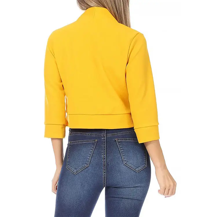 Women's White Bomber Jacket Solid Color Small Suit — feature 35