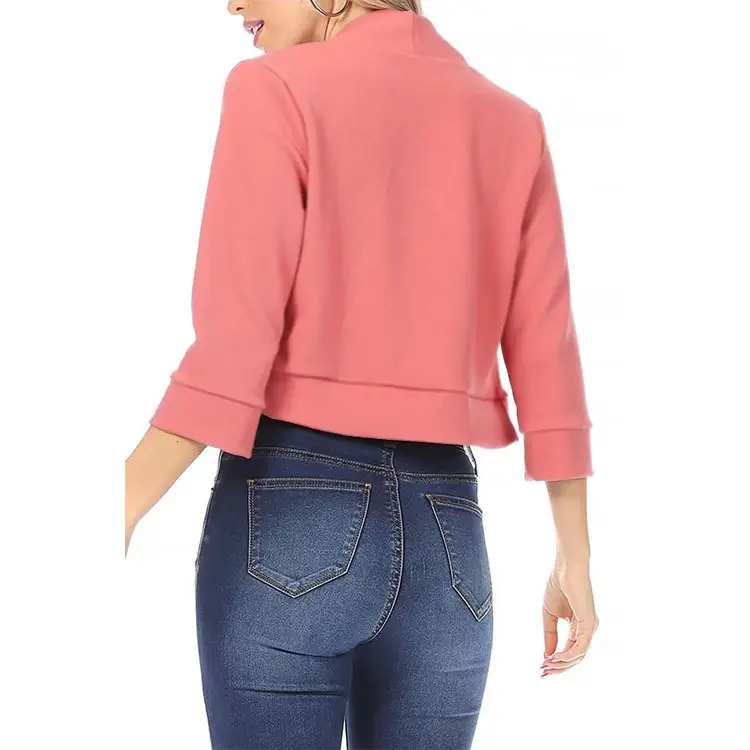 Women's White Bomber Jacket Solid Color Small Suit — feature 5