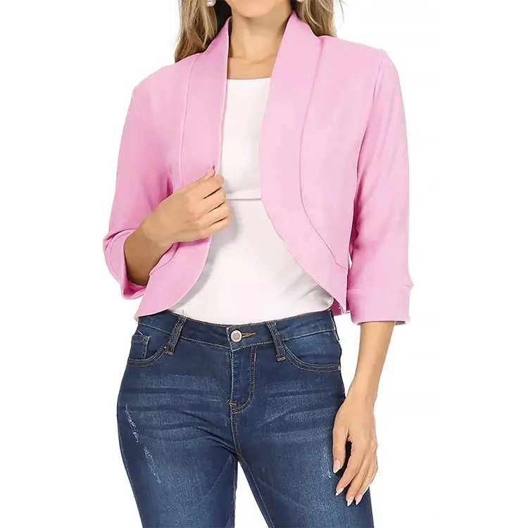 Women's White Bomber Jacket Solid Color Small Suit - Image 6