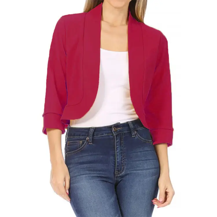 Women's White Bomber Jacket Solid Color Small Suit - Image 2