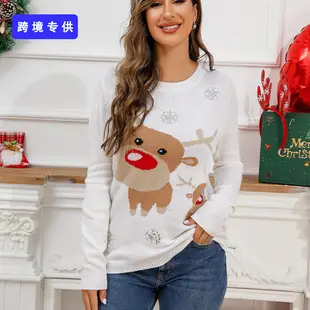 Red Knitwear with Sequin Deer Design for Women — feature 29