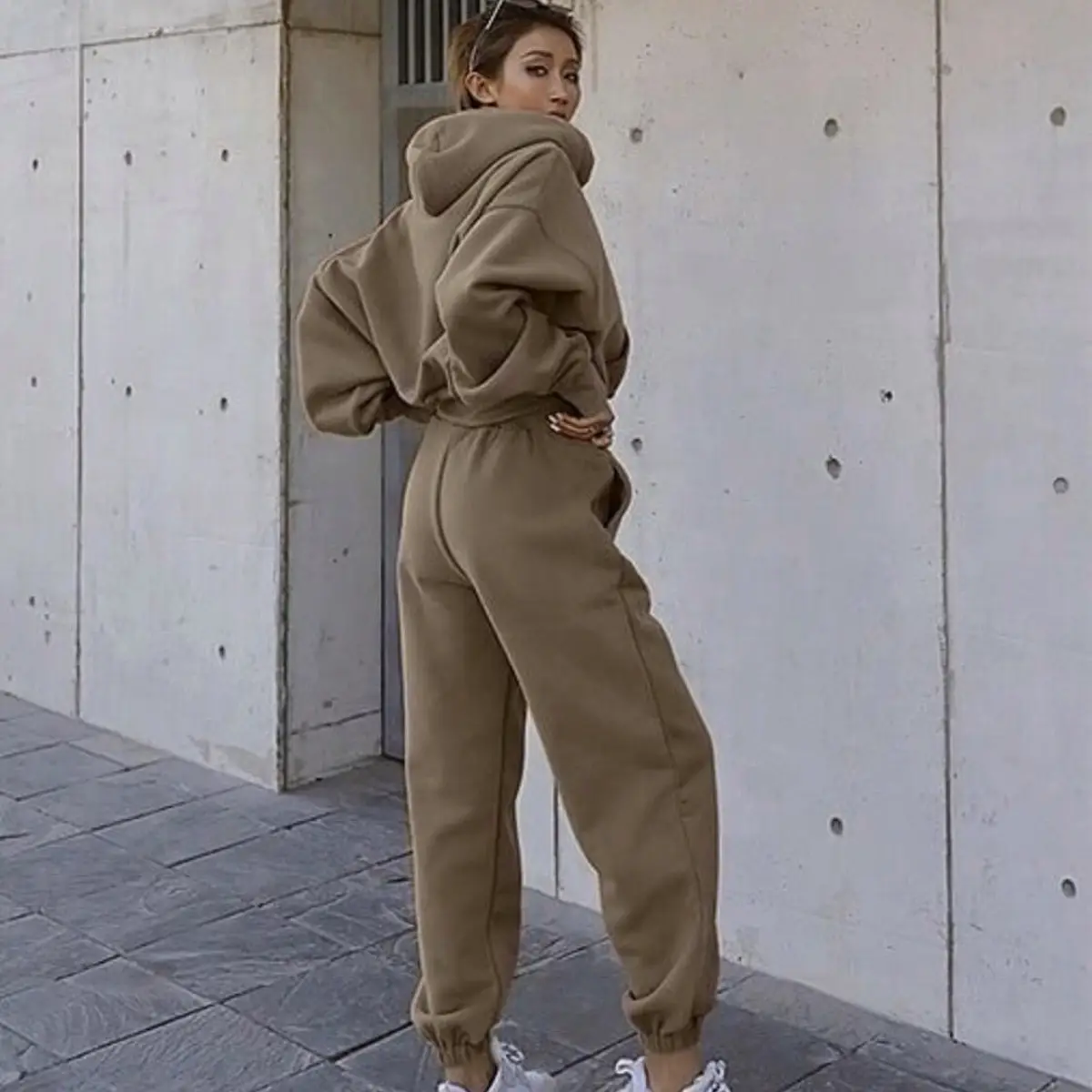 Women's Pink & Grey Sweatpants Set Casual Winter Track Suit - Image 7