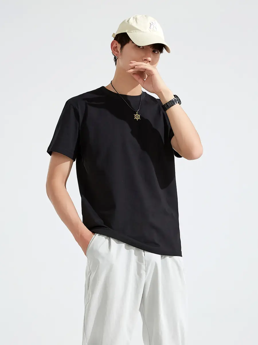 Men Grey Cotton T-Shirt 40 Count Round Neck - Image 13